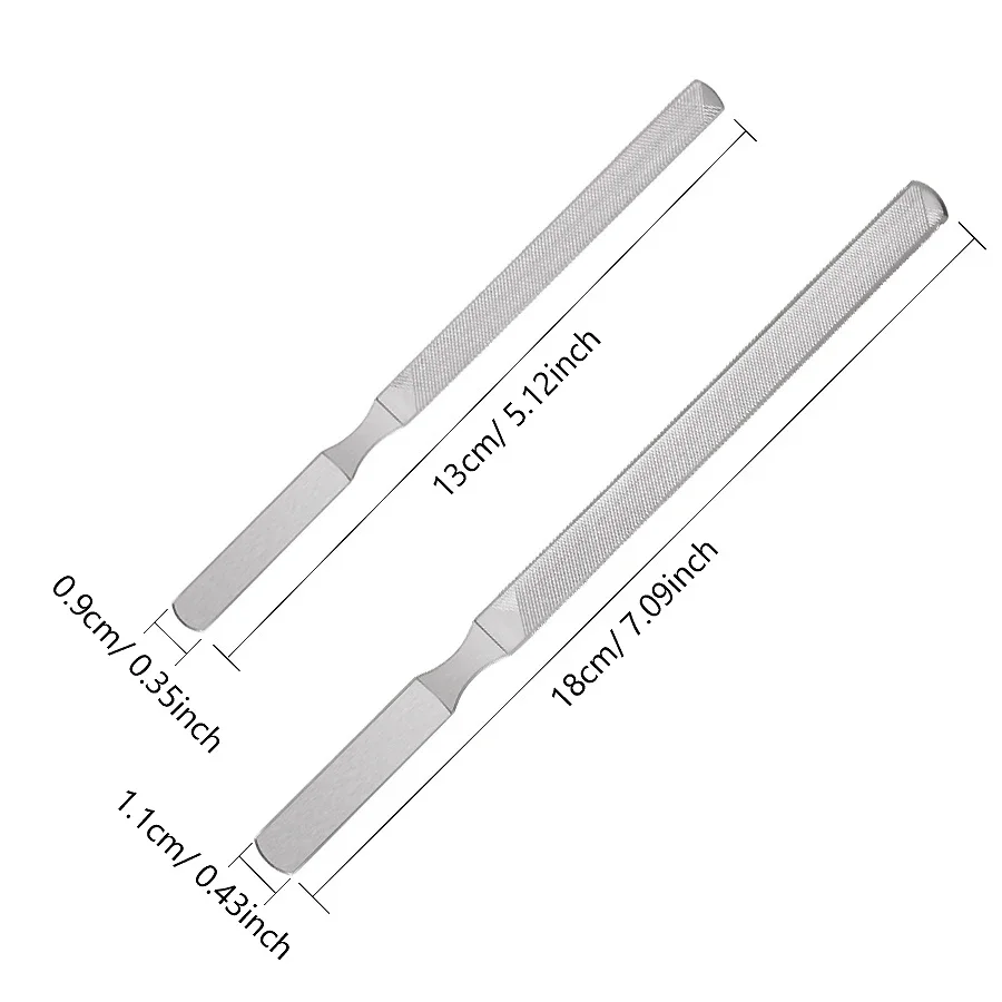2-teiliges Nagelfeilen-Set aus Edelstahl mit 4 Seiten, professionelles Schleifen, Polieren, Nagelkunst-Schönheitswerkzeuge