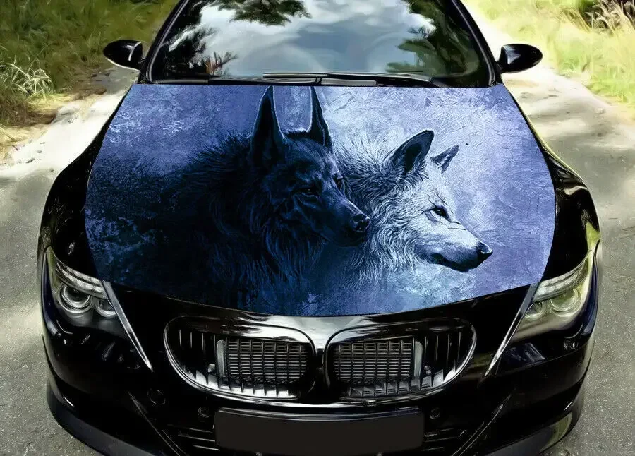 

«HUNTING WOLVES» наклейка на капот автомобиля полноцветная графика виниловая наклейка