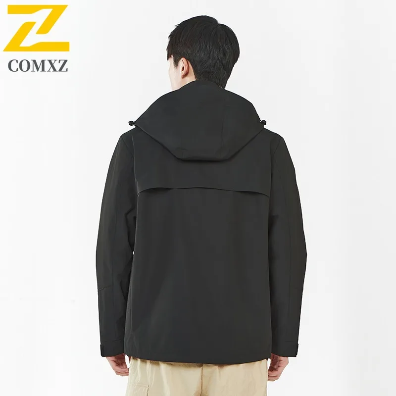 COMXZ سترات شتوية رجالية فاخرة موضة مقنعين المشي لمسافات طويلة تسلق مقاومة للرياح سترة دافئة نمط يومي معطف مريح خفيف الوزن #3