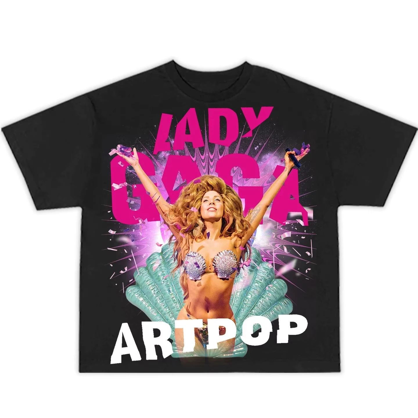 Camiseta Gaga Artpop para Homens e Mulheres, Manga Curta, Algodão, Estilo Retrô, Camiseta Unissex, Moda Y2K, Camiseta de Verão, Streetwear