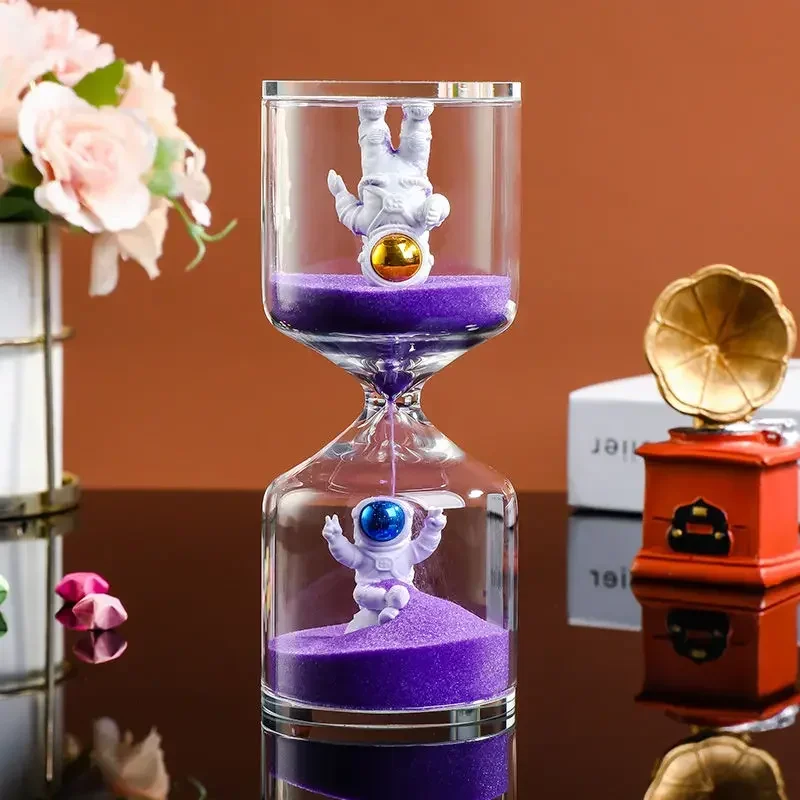 5/10/30/60 Min Creative Astronaut Sand Clock Hourglass Timer Transparent Glass Gifts As Delicate Home Decorations Pendant New