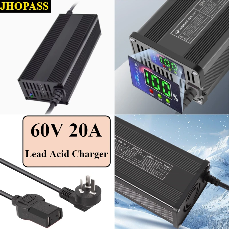 

Зарядное устройство для свинцово-кислотных аккумуляторов GEL AMG 60В 20А для ЖК-дисплеев, для квадроциклов, электромобилей, домов на колесах, мотоциклов, 110В или 220В, с вилками EU, AU, UK, US