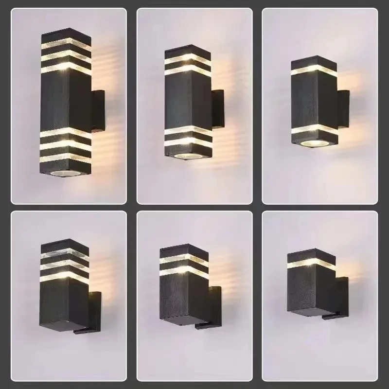 في الهواء الطلق حتى أسفل E27/GU10 وحدة إضاءة LED جداريّة مصباح الألومنيوم مقاوم للماء حديقة الجدار الخارجي الإضاءة الشرفة درج الممر الشمعدان أضواء #4