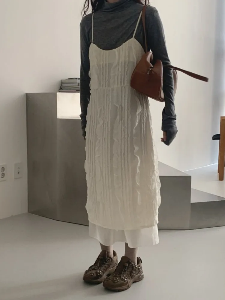 

Ele Романтический волнистый узор с низким вырезом на бретельках Dr Gentlewomanly Sle Весна Новое поступление Женская мода Long Sve Dr