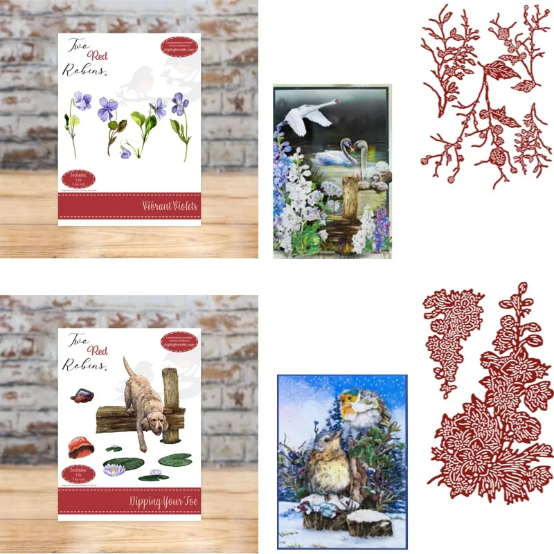 Yule Log Delightful Delphiniums Iris Posy Metal Cutting Dies Slimline Essentials Scrap Booking Card Stencil Cut Die for DIY Hand
