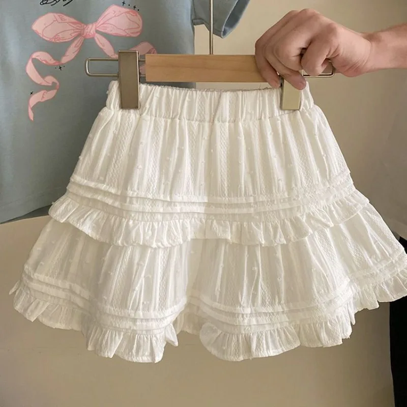 RAISE Summer Kids Girls Skirt 1-10Yrs Children Girls Sweet Cake Skirt Elastic Waist Infant Babys Girls White Skirt Belle Culotte