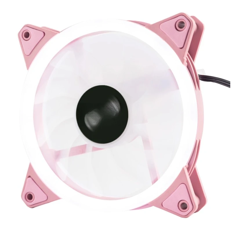 

12 см двойное световое кольцо, розовый, белый свет, версия, двухкольцевой вентилятор, 120 мм, ультра тихий вентилятор процессора