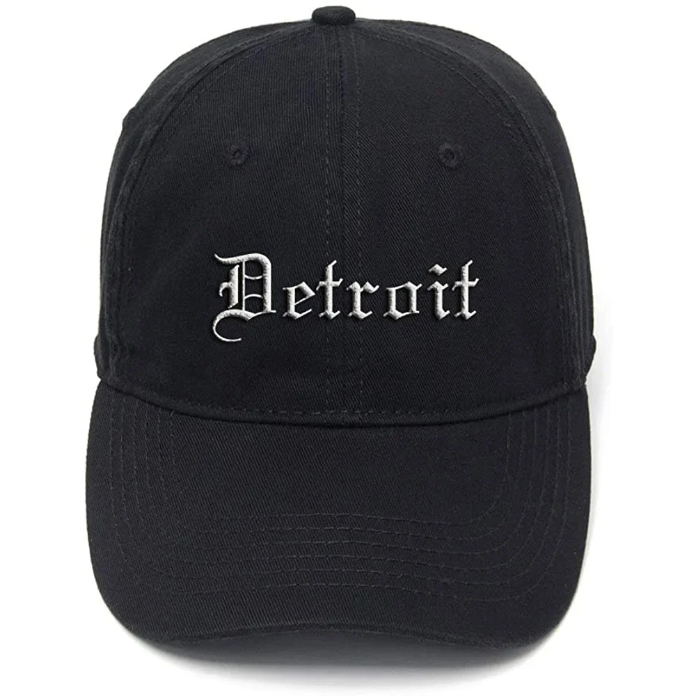 

Lyprerazy Detroit Classic Retro City Washed Cotton Adjustable Men Women Unisex Hip Hop Cool Flock Printing Baseball Cap