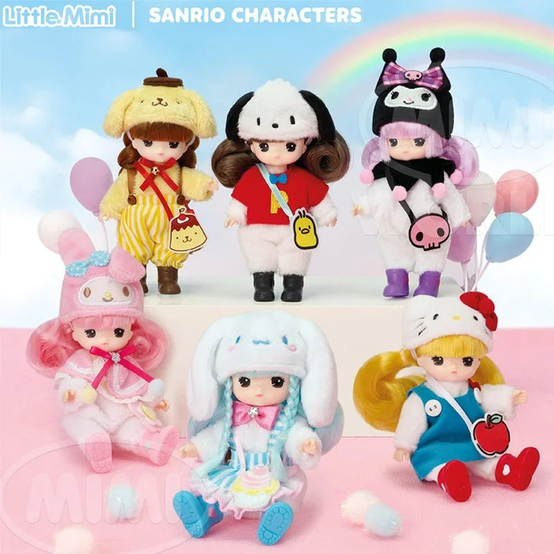 Sanrio Characters Series My Melody Hellokitty Kuromi Anime Figures Simulation Mini Doll Children Cartoon Model Toy Birthday Gift