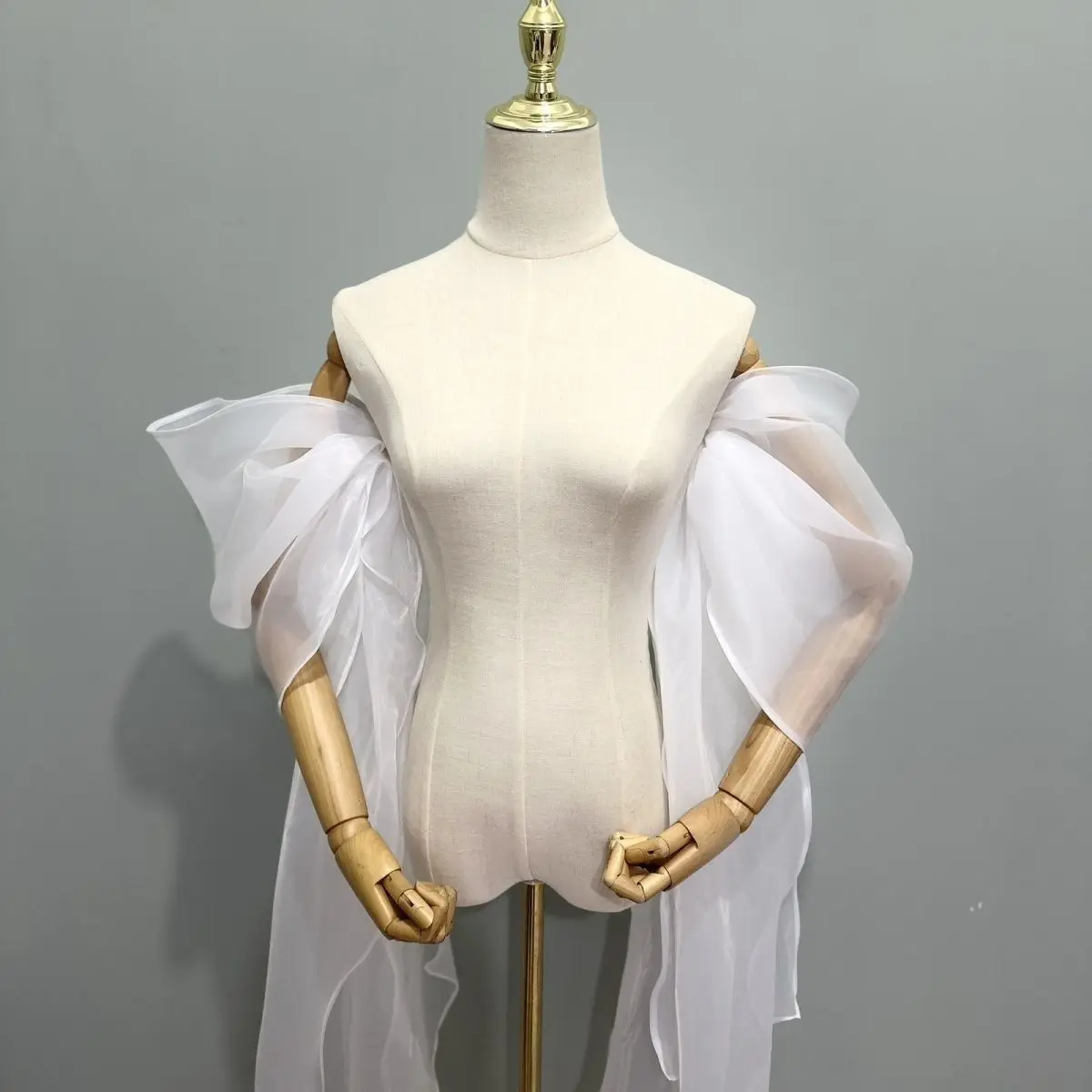 Bridal Sleeve Organza Detachable Fluffy Long Tail Women's Wedding Dress Accessories view 2