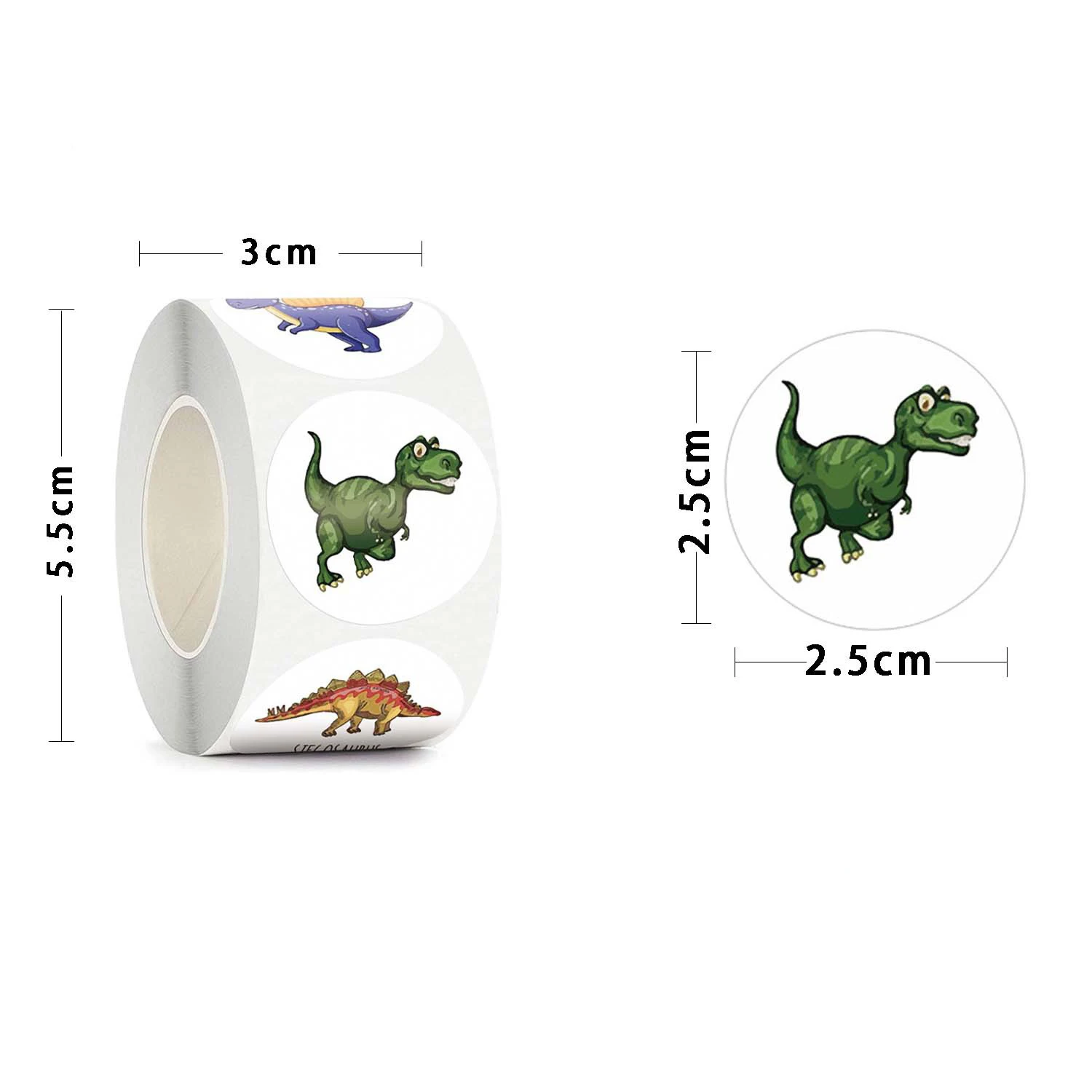 500Pcs Dinosaur Stickers For Kids Boy Teacher Round Animal Children Reward Roll Sticker School Supplies Incentive Potty Training