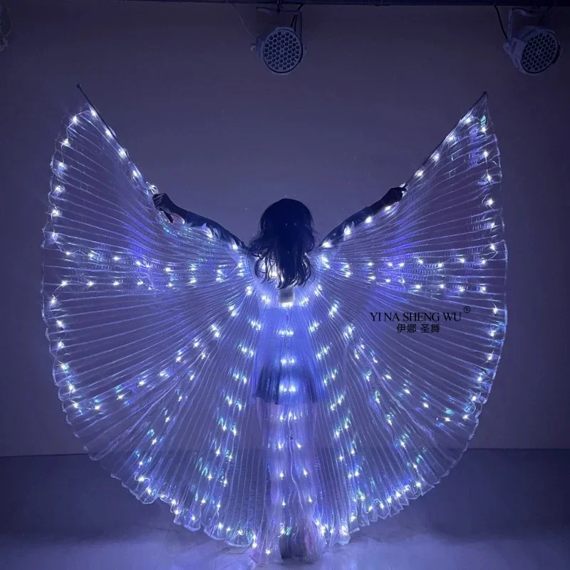 2026 Neue Weiße LED-Leuchtflügel für Bauchtanz, Ägyptische Orientalische Bühnenrequisiten, Transparente Leuchtende Feenflügel, Tanzzubehör – Detail 5