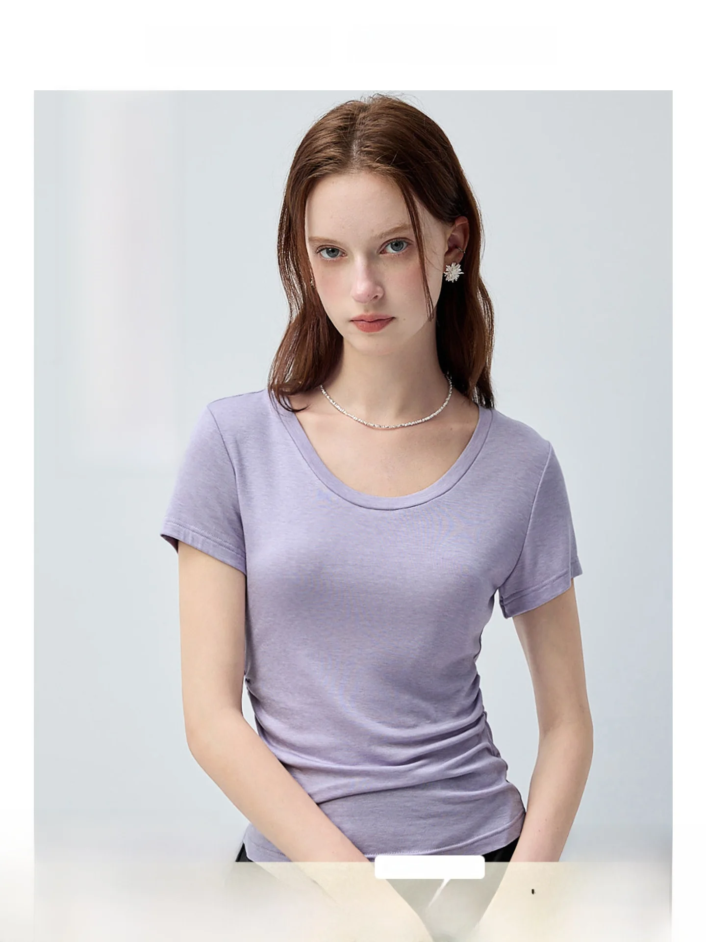 

plus Size Women's U-Neck T-Shirt Slim Fit Short Sleeve Korean Style Breathable Knitted Top for Summer Versatile plus Size MM Top