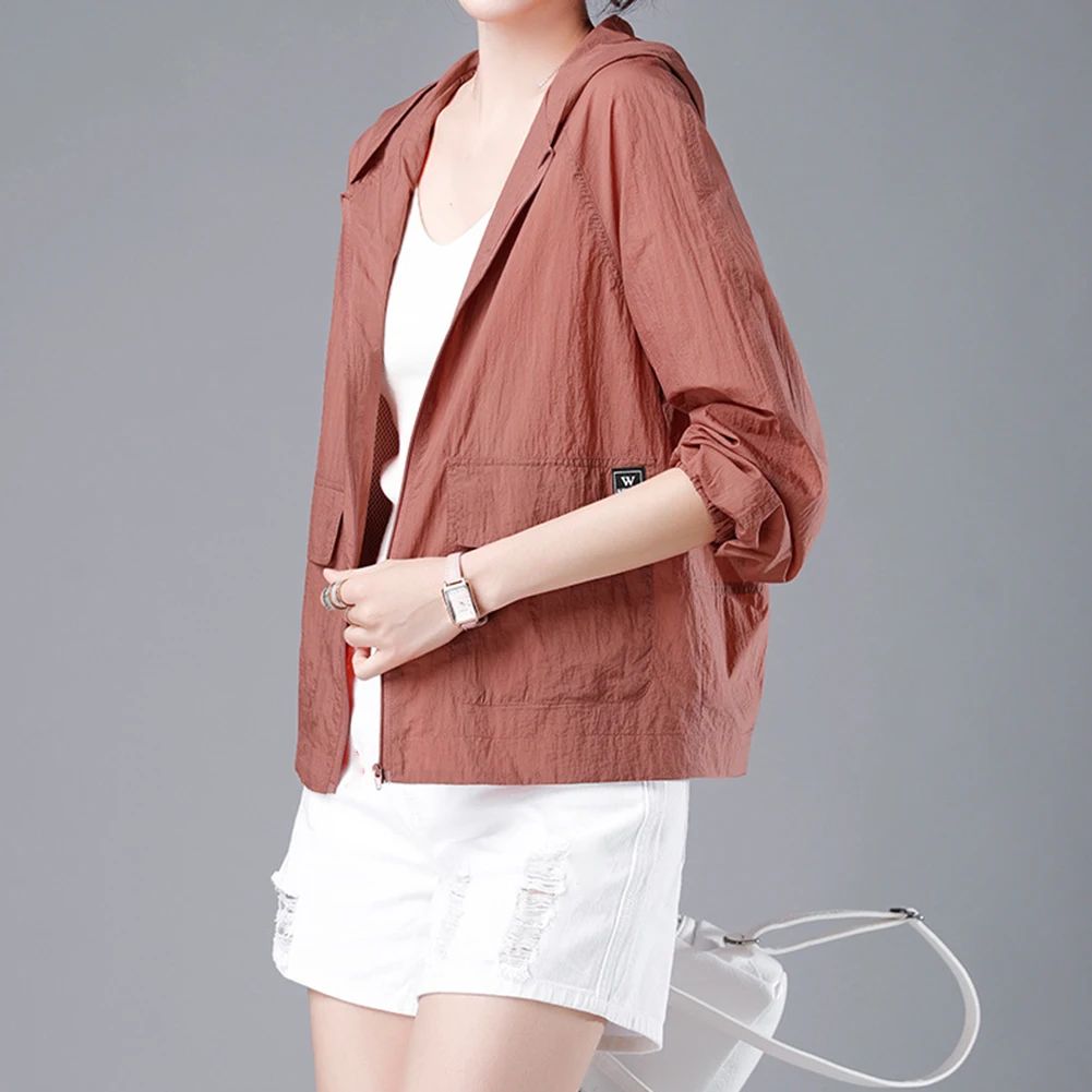 Women's Jacket Sunscreen Jacket For Holiday For Spring And Autumn Applicable For All Seasons Pure Color Pattern