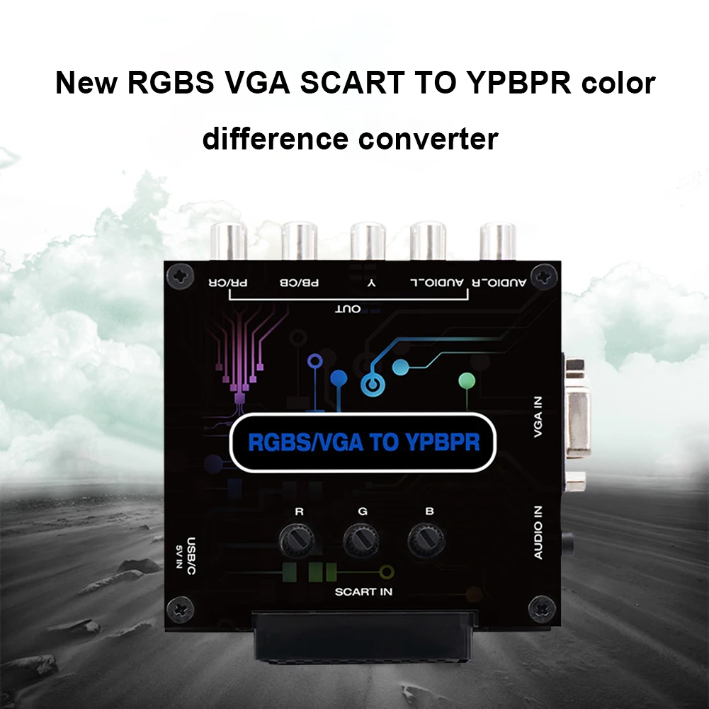 RGBS VGA SCART TO YPBPR Converter Video Adapter Color Brightness Adjustable RGBS VGA SCART TO YPBPR Color Difference Converter