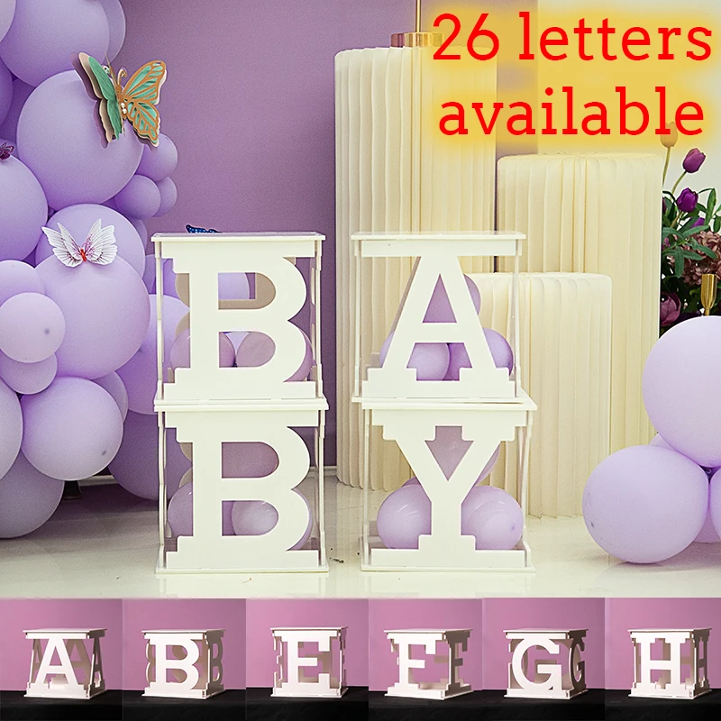 Personalized Balloon Box Hollow Name Balloon Boxes DIY First Birthday Decor Baby Blocks 30th 40th 50th Birthday Decorations