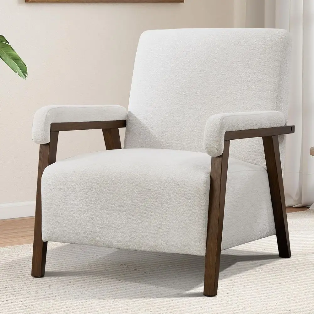 

Century ern Accent Chair, Upholstered Reading Armchair with Solid Wood e, Sot abric, Easy Assembly Soa Chair or Bedroom, Living