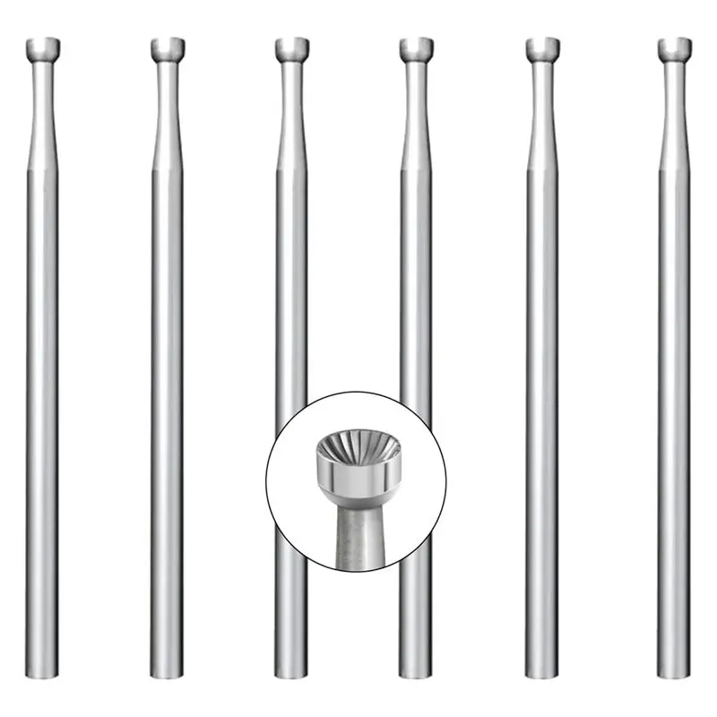 YANA50I 6 Pcs Round Cup Burr - 3/32Inch Shank Wire Rounder Bits Jewelry Burs For Lapidary Making