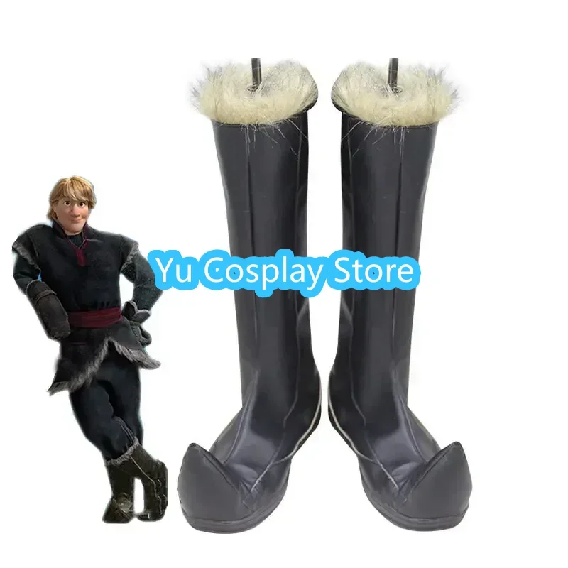 Kristoff PU couro Cosplay sapatos, Botas de Halloween, Adereços Custom Made