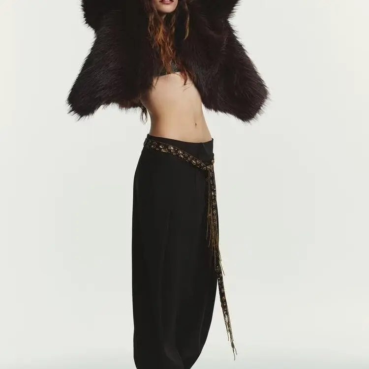 خريف شتاء جديد وصول المرأة Faionable بالون صورة ظلية مطوي السراويل عالية الخصر مستقيم الساق الشارع Sle عادية... #3