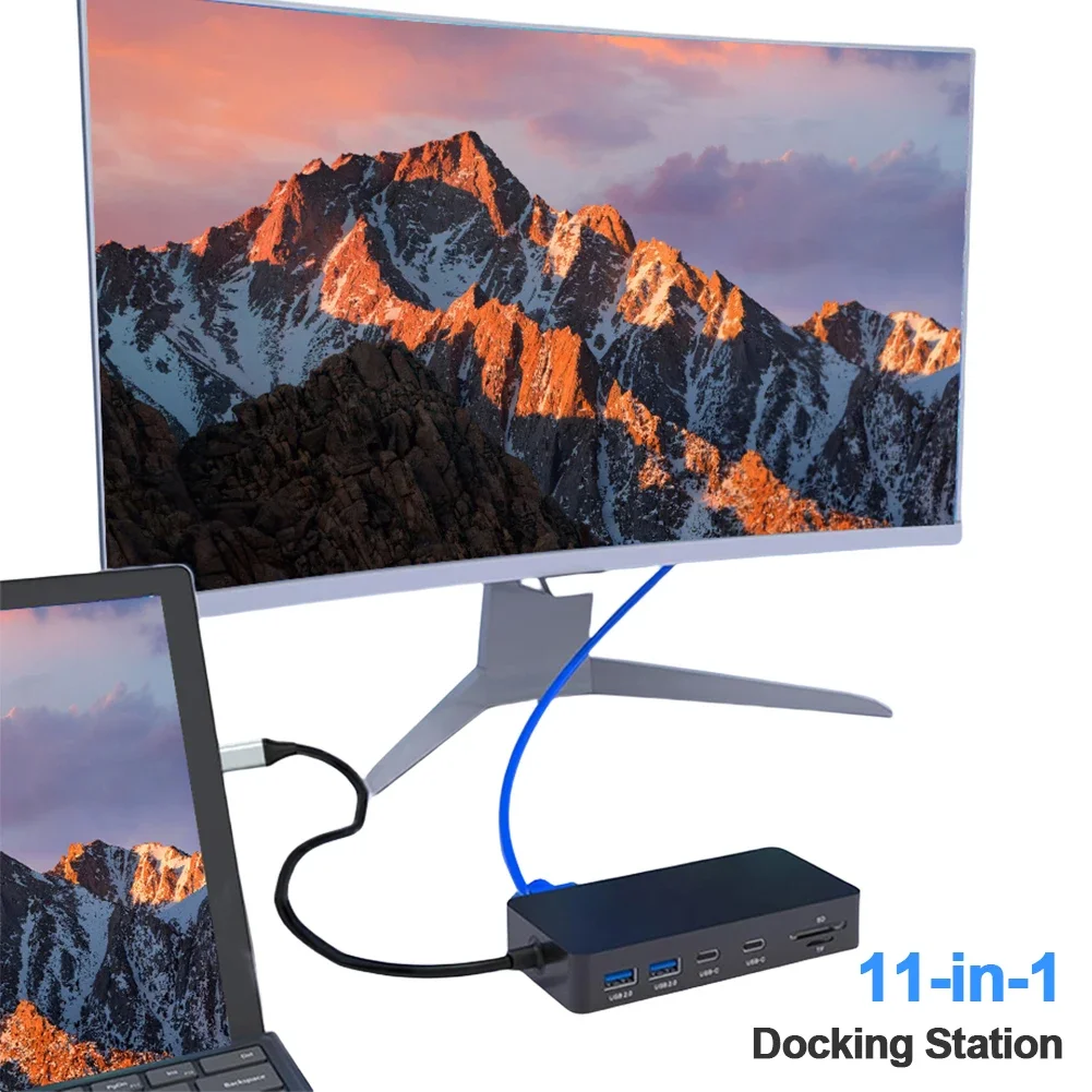 11 in 1 For Surface Dock with Power Port Type C Hub W/ 3 USB +2 USB C Port PD 100W + 5Gbps Data 100Mb/s LAN for Surface Laptop 5