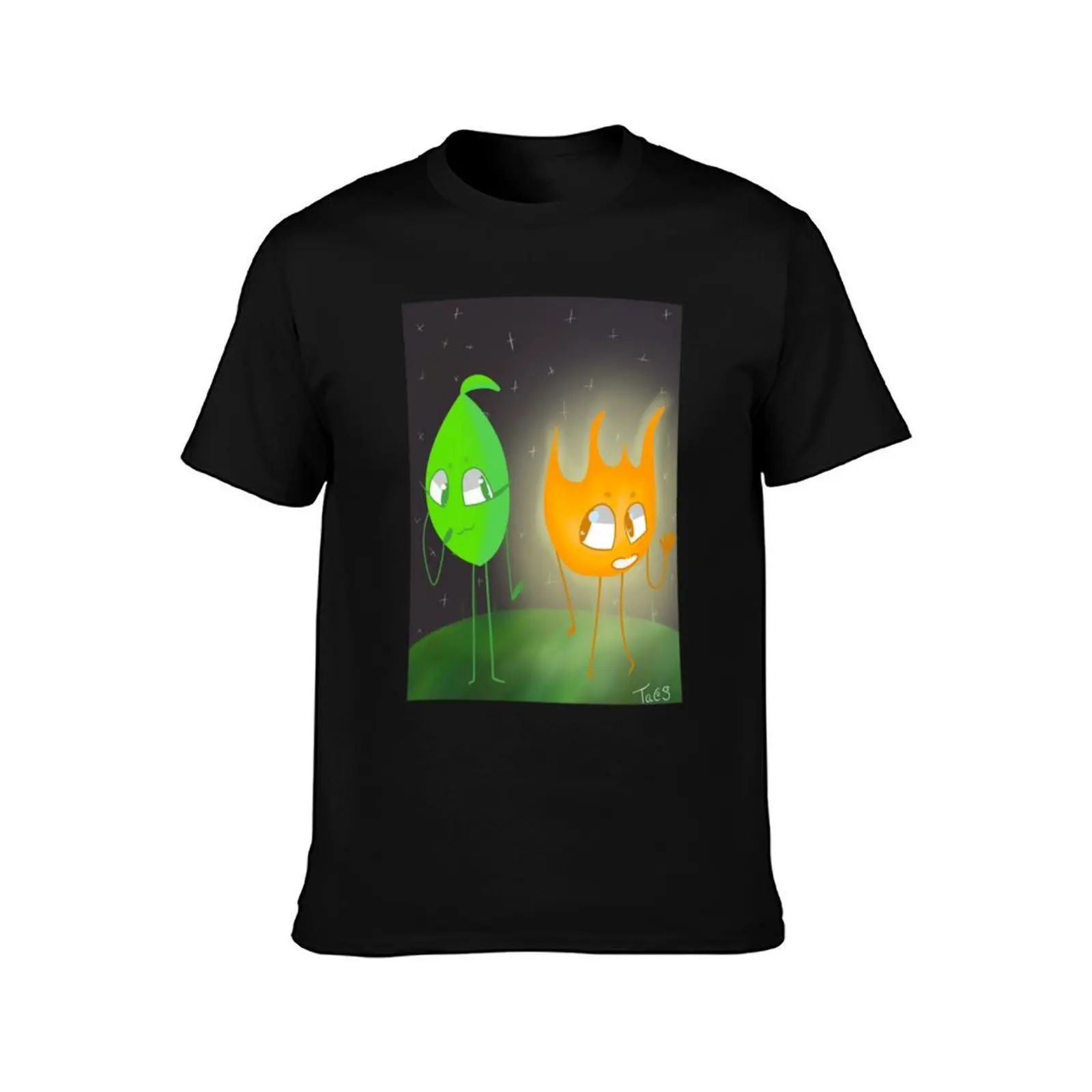 Firey and Leafy - Bfb T-Shirt, Summer Casual Cotton Tee, Oversized Streetwear Tops, Vintage Graphic Print, Unisex Men Women