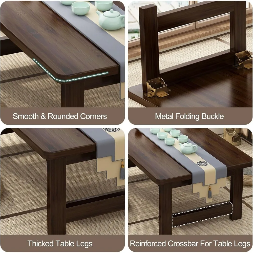 Floor Sitting Table Folding Tea Table Solid Wood Modern Coffee Low  for Sitting On The Floor Japanese Home Decoration