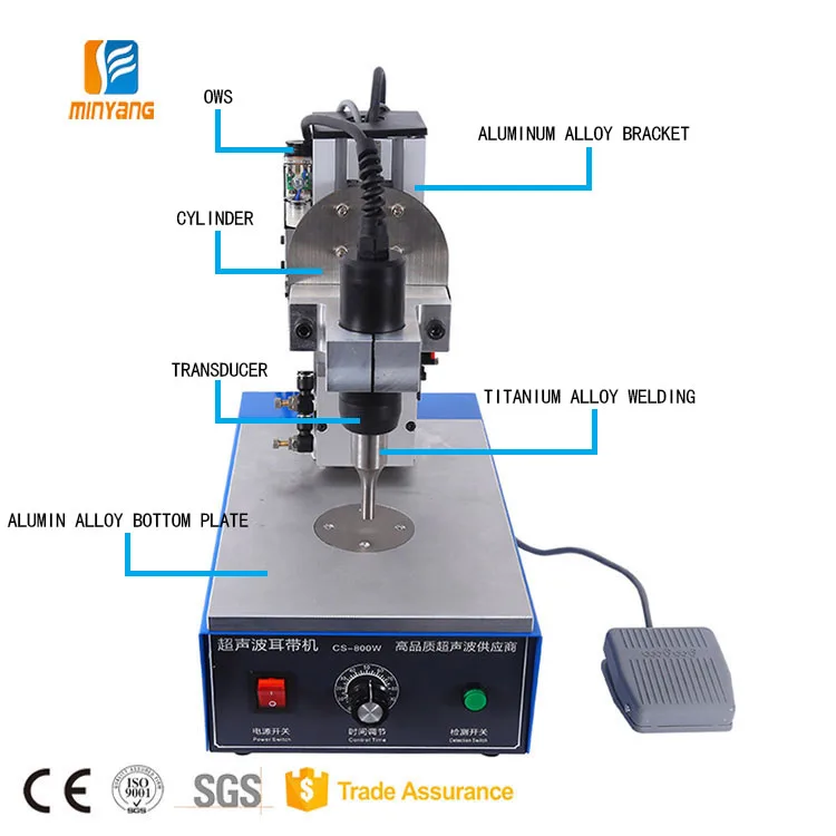 35khz 800w Pneumatic ultrasonic spot welding machine for mask earloop