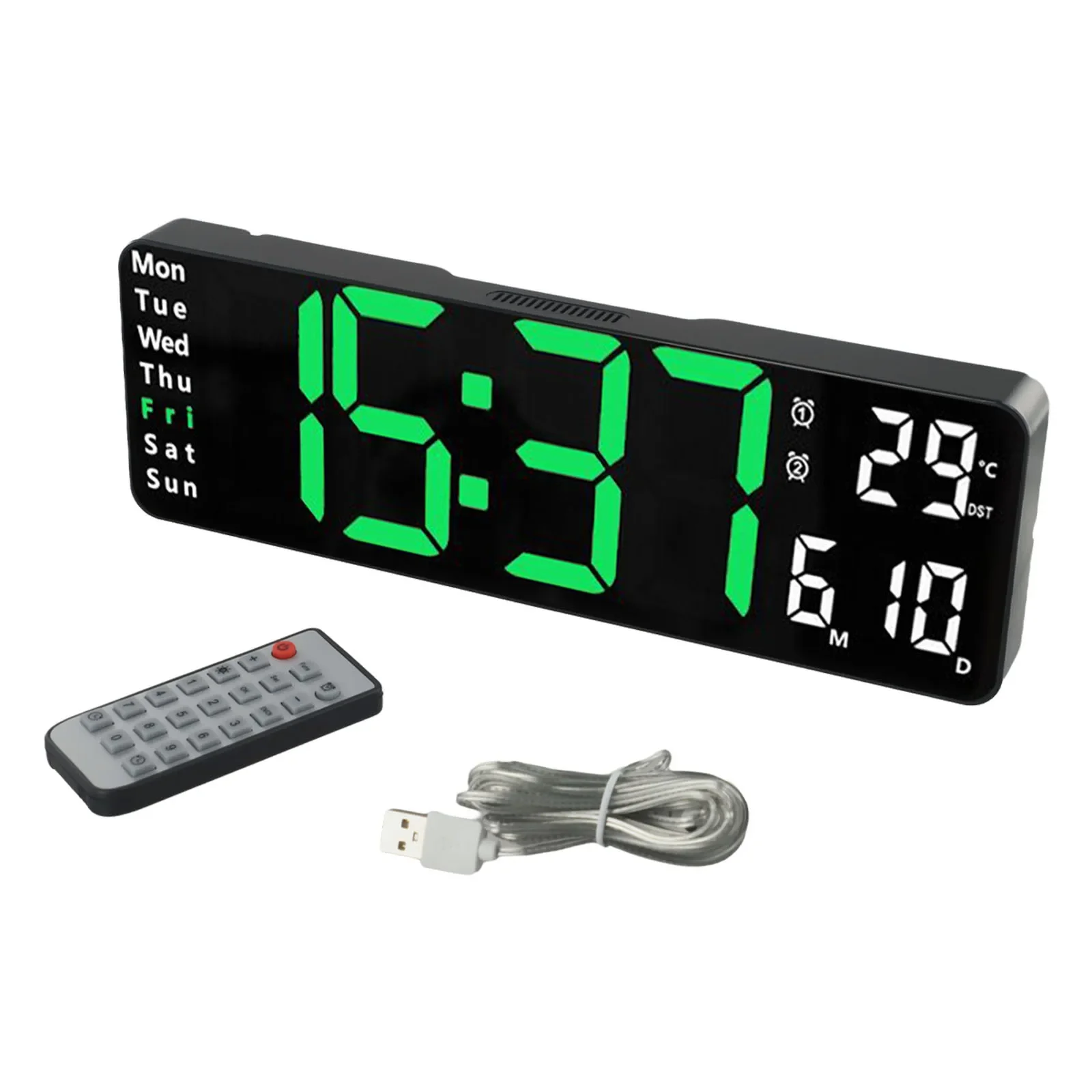 

LED Digital Wall Clock Temperature Date Display Alarm Clock Home Decor 13Inch Screen Temperature Date Day Display Electronic LED