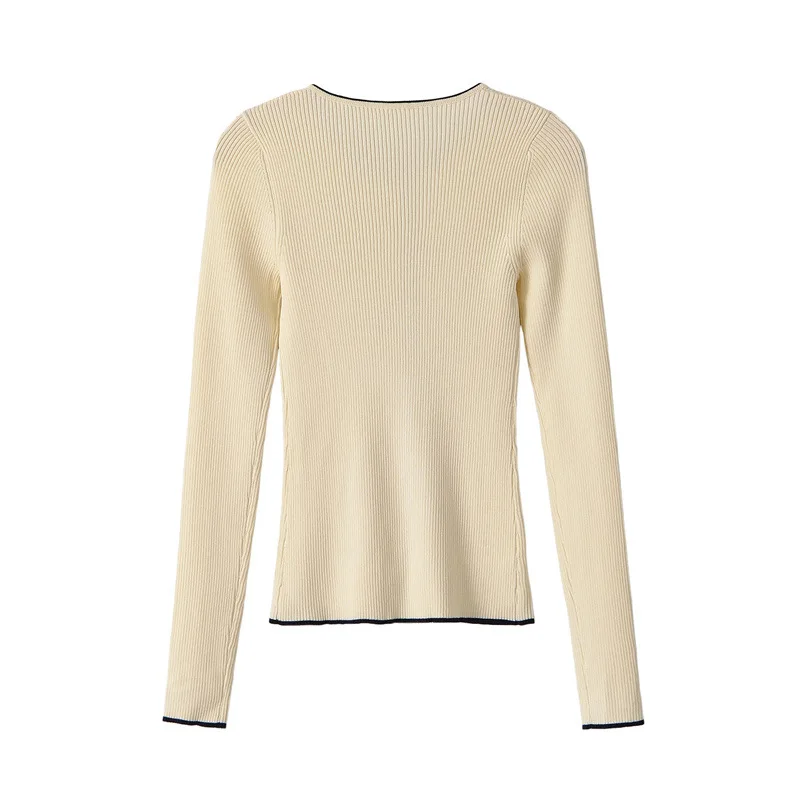 Casual Knitted Long Sleeve round Neck Color Block  Women's Outerwear NINE ZAR Fashion Spring Autumn 2026 Style 8779621