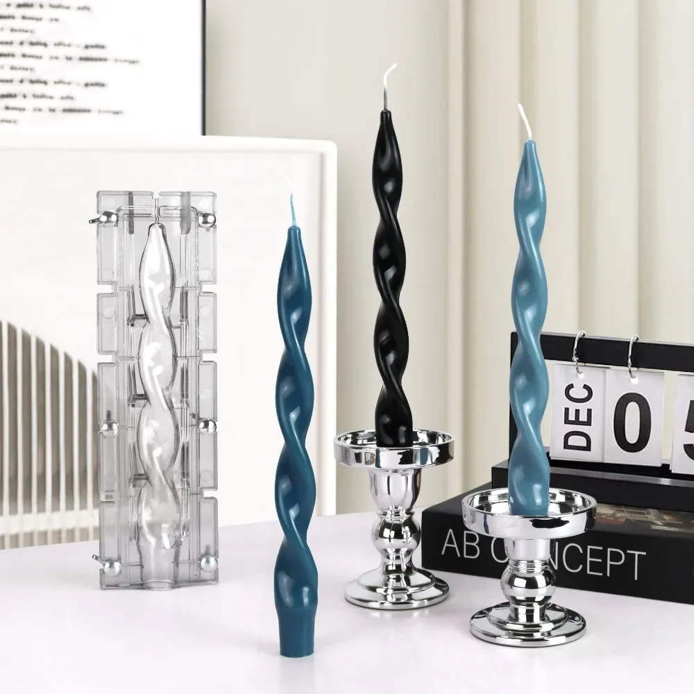Colonne en spirale pour bougie parfumée, moules acryliques, moule en plastique à intervalles de géométrie pour ci-après, long poteau, cadeaux de bricolage, décor d'artiste à la maison