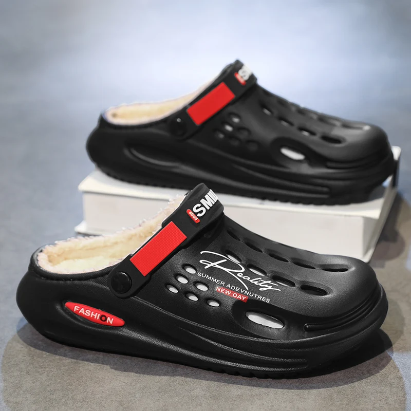 

Winter Men Cotton Slippers Keep Warm Comfortable Clogs Detachable Leisure Men Shoes Shock Absorption Plush Indoor Men Sandals