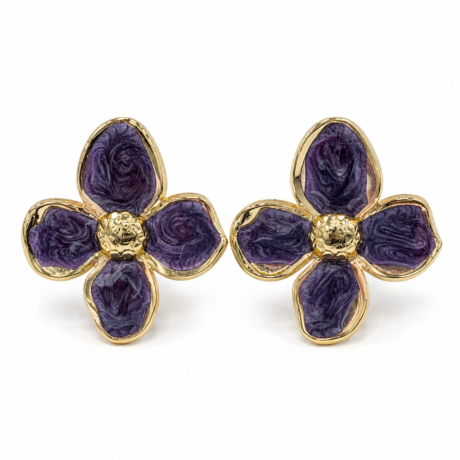 Fashion Swirl Pattern Flower Stud Earrings Decorative Statement Ear Ornaments for Ladies Banquet Formal Accessories