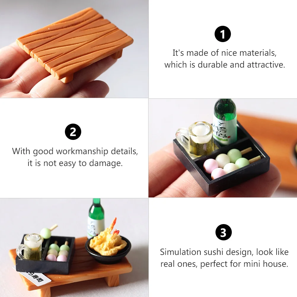

3Pcs Mini House Sushi Decor Realistic Design Durable Material Miniature Sushi for Japanese Style Small Food Display