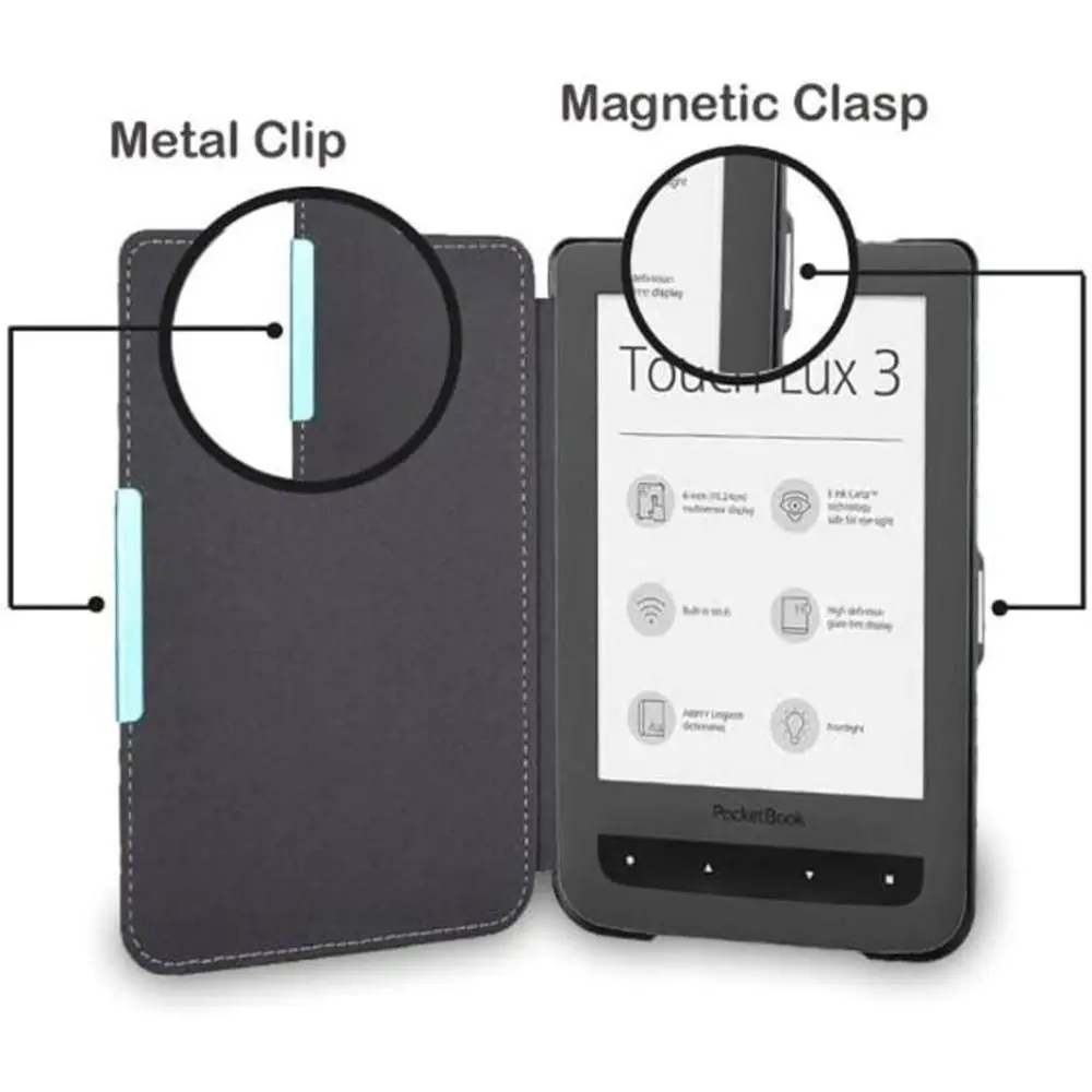 New Auto Wake Sleep e-Reader Case Anti Scratch Anti-fall Back Cover Shockproof PU Leather for Pocketbook PB614/615/624/625/626