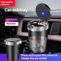 Car ashtray Portable LED Light Mini Auto Trash cigarette canister Auto ashtray with lid Smoke Trash Can Car Interior Accessories
