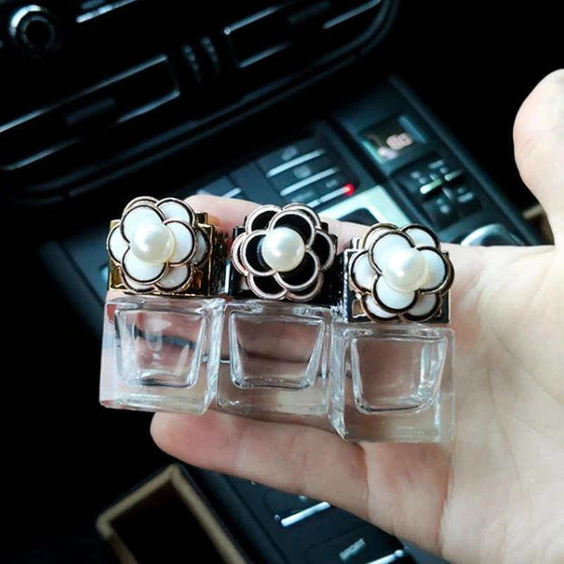 

50Pcs 8ML Air Freshener Perfume Bottle Pendant Essential Oils Car Hanging Glass Clips Refillable Bottles