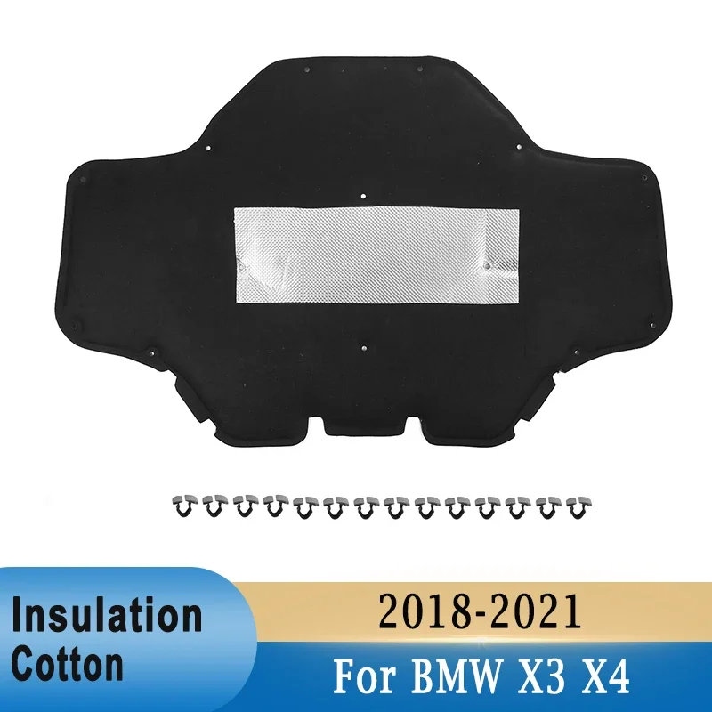 

Car Hood Engine Sound Insulation Pad Soundproof Cotton Cover Thermal Heat Insulation Pad Mat For BMW X3/X4 G01 G02 2018-2021