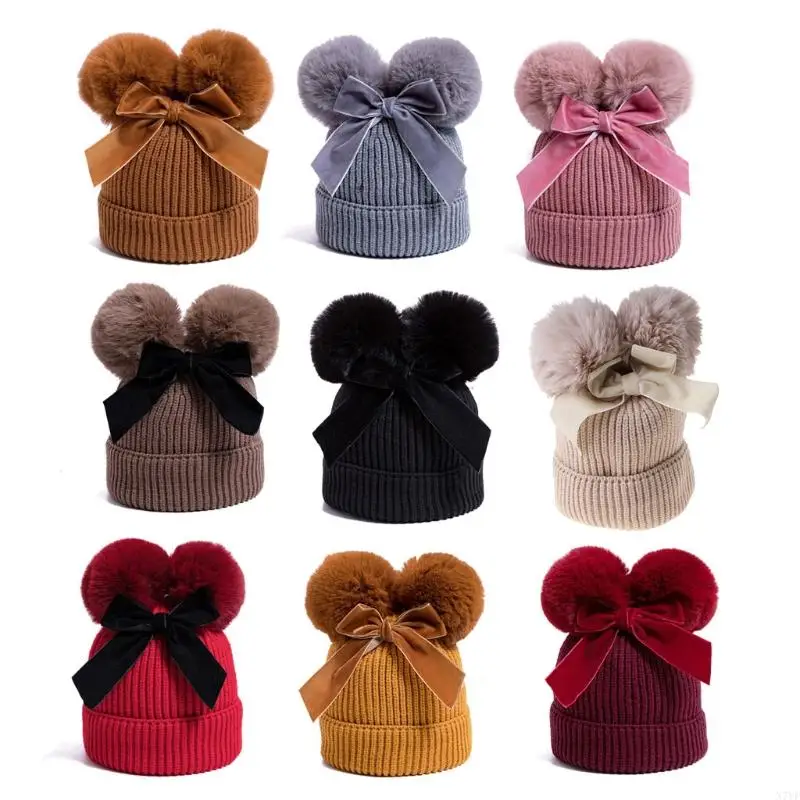 

N7YF Winter Knitted Kids Baby Girl Hat Warm Thicker Children Infant Beanie Bonnet