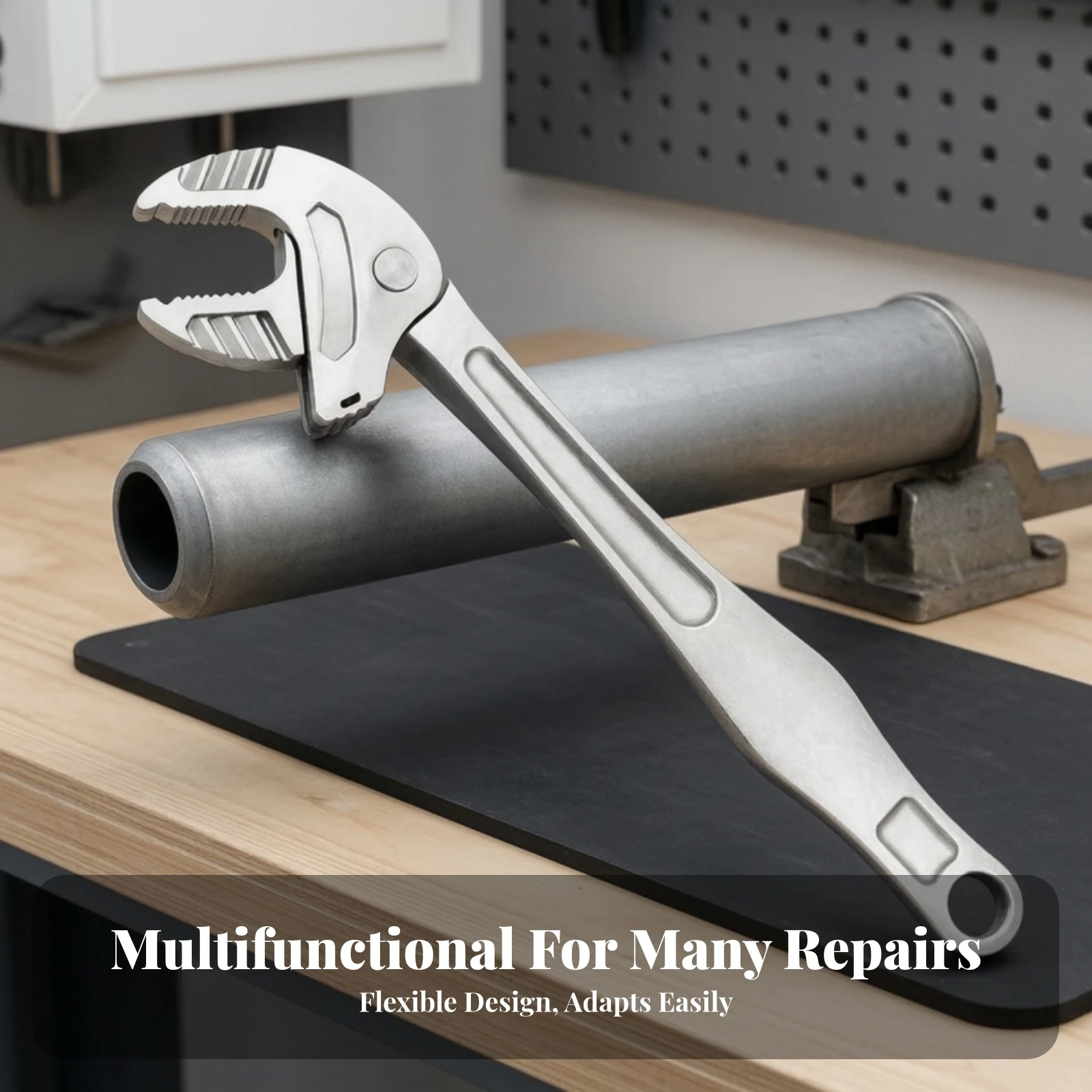Self-Adjusting Wrench Smooth Finish Automatic Clamping Wrench Hand Tool Silver-Colored Metal