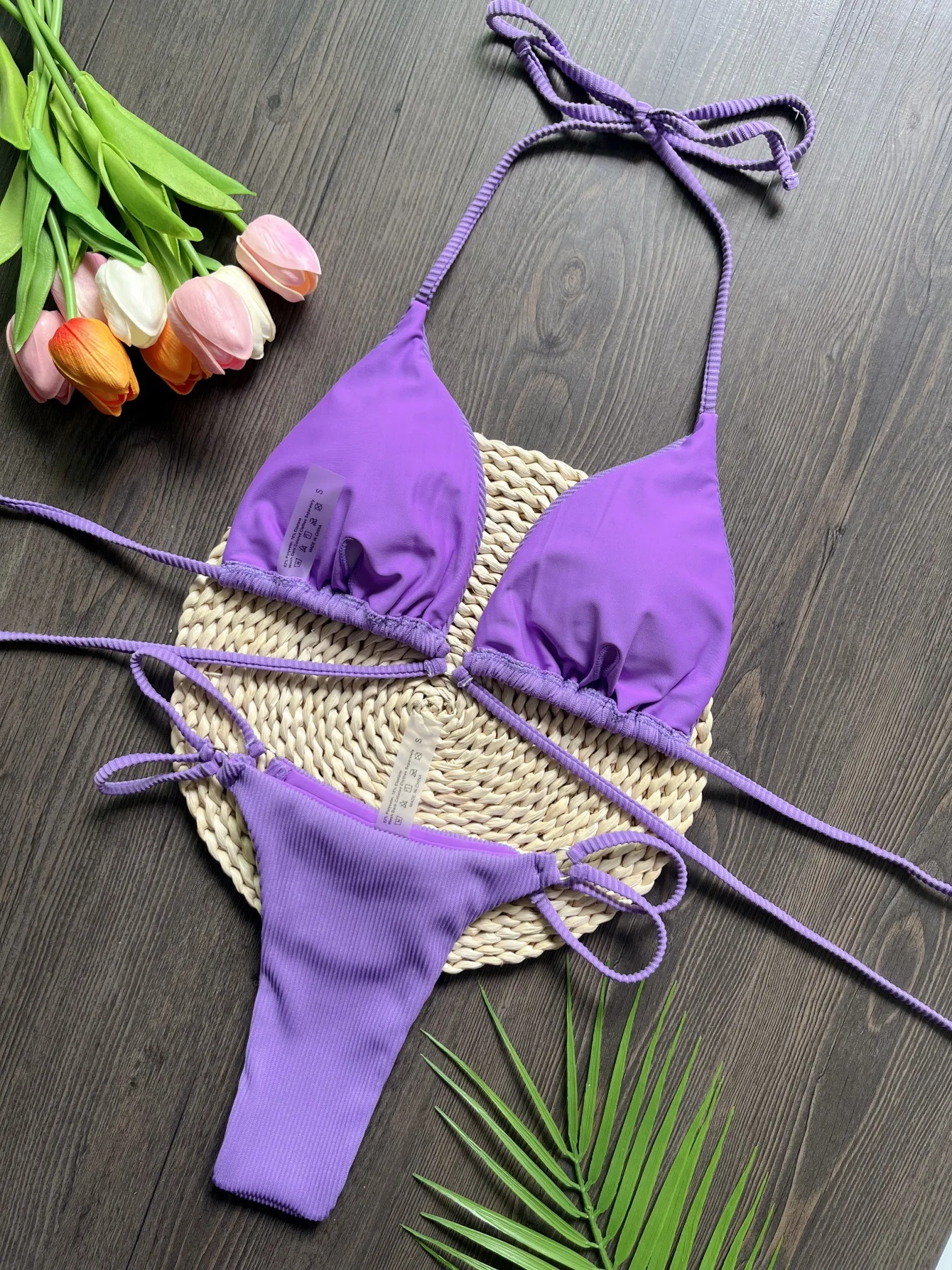 2025 novo conjunto de biquíni de duas peças halter alta perna corte acolchoado biquíni feminino maiô banhista natação wear