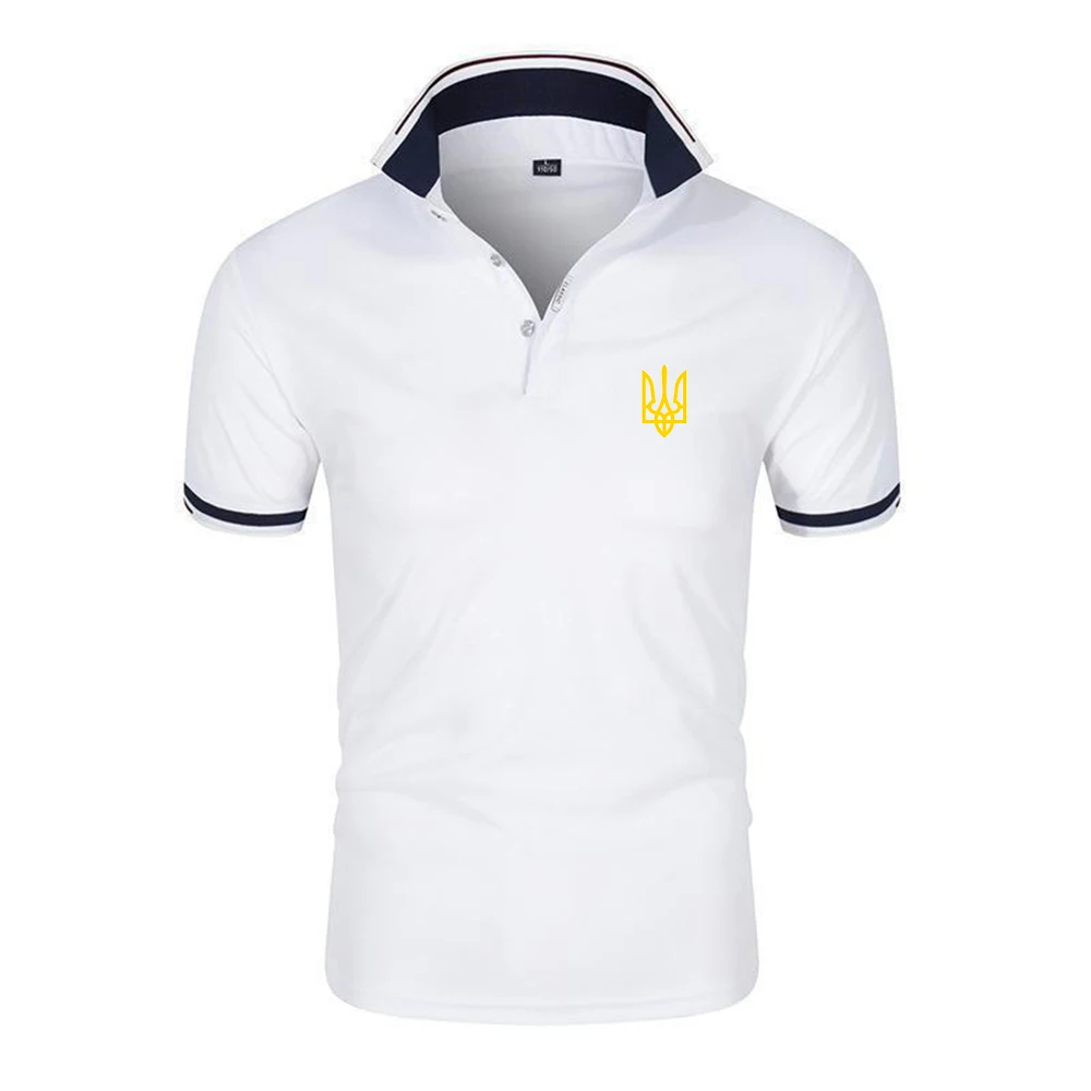 2025 Summer Men's Ukraine Logo Print Six Color Simple Leisure Fashion Quick Drying Breathable Slim Polo Shirt Short-sleeved