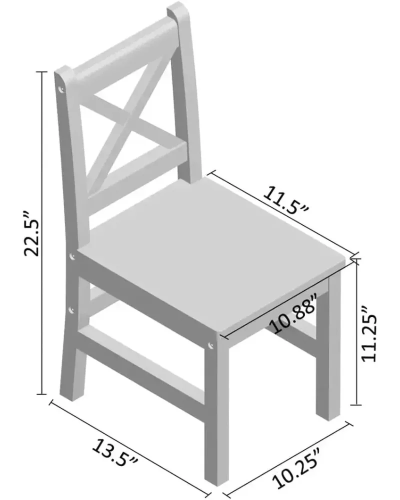 طقم طعام للأطفال من الخشب الصلب الطبيعي مع 4 كراسي