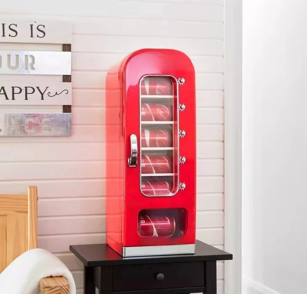 

retro mini vending machine 10 cans, pop-up small refrigerator, home car sales