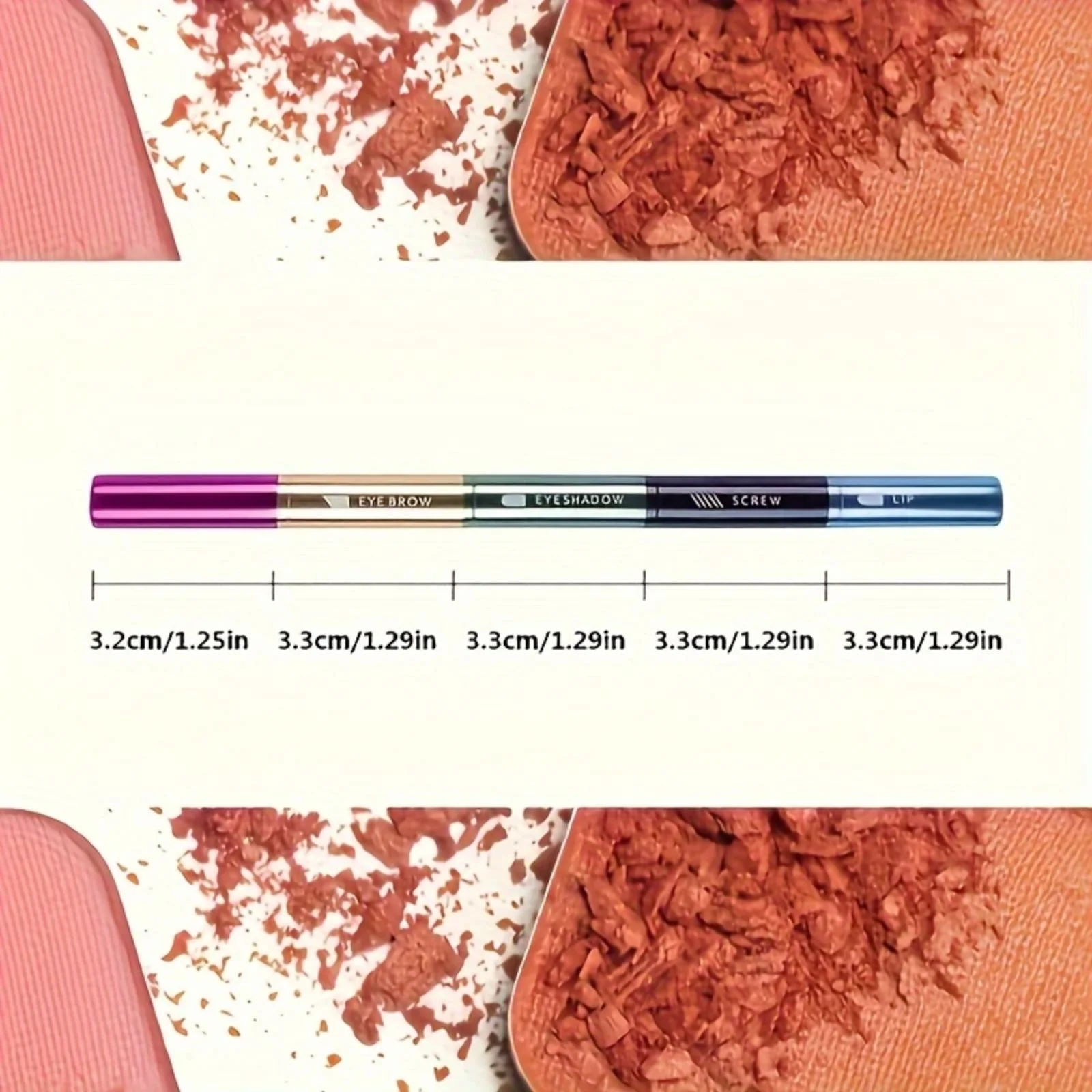 Pennello per trucco 4 in 1 Ombretto staccabile Vite per sopracciglia Pennello per labbra per fondotinta Correttore Strumenti portatili per trucco da viaggio