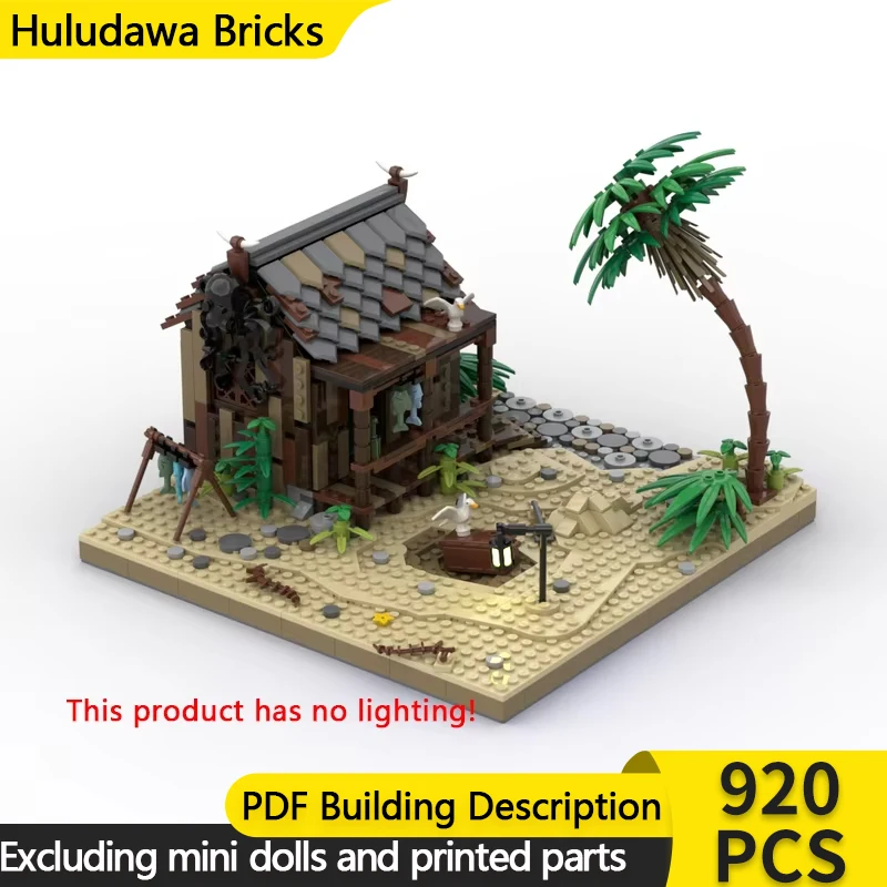 Street View Model MOC Building Bricks Seaside Fisherman's Hut Modular Technology Gifts Holiday Assemble Children Toys Suit