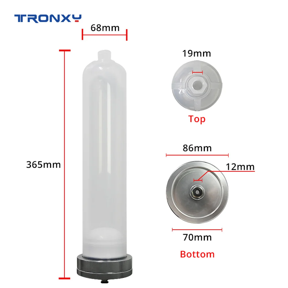 TRONXY clay 3D printer accessory, clay PP material cylinder (with lid and plug 0.96L),3D Printer Parts