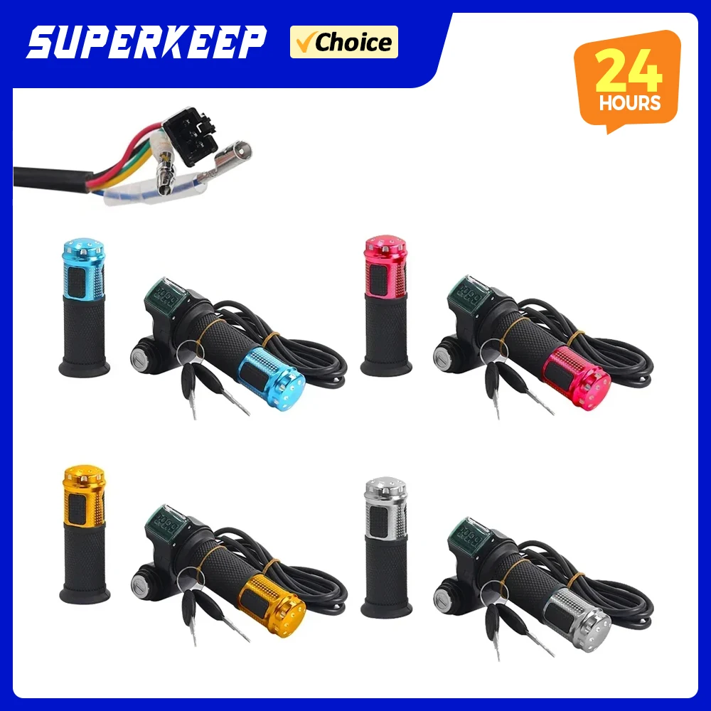 Universeller 12V-90V Gasgriff für Elektroroller mit Batterie-Voltmeter-Anzeige und Schlüsselschalter – Langlebige Ersatzteile