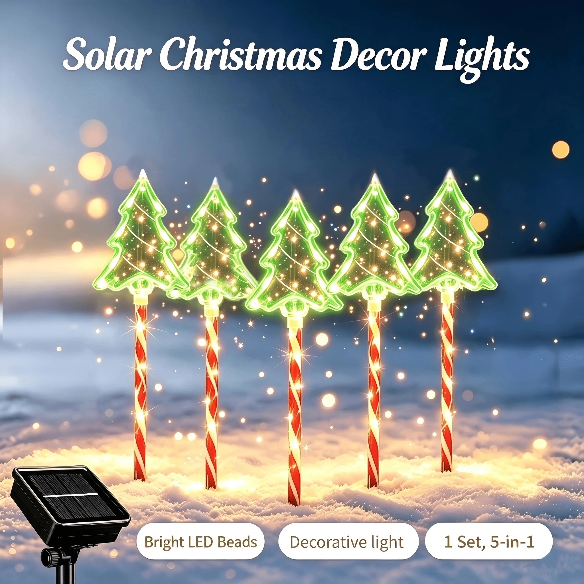 Christmas Tree Candy Cane Pathway Lights, LED Outdoor Stake Marker Lights for Driveway Walkway Holiday Decoration