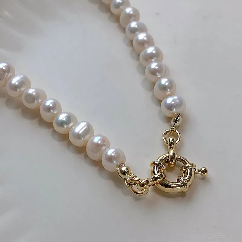 High Quality Natural Freshwater Pearl 14K Gold Filled Female Beads Chain Necklace Promotion Jewelry Gifts For Girlfriend